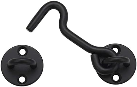4” Privacy Hook and Eye Gate Latch Easy Lock for Barn Door, Black
