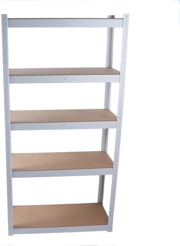LuckyNote】5 Tier Laminated White Metal Shelving Unit Adjustable Garage Storage Utility Rack Heavy Duty Shelves Organization Multipurpose Shelf Warehouse Basement Pantry 29" W x 12" D x 59" H 1Pack