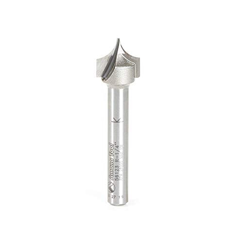 Amana Tool 56123 Carbide Tipped Point Cutting Roundover Router Bit Rounding 1/4 R x 1/2 D x 1/2 CH x 1/4 SHK x 2 Inch Long