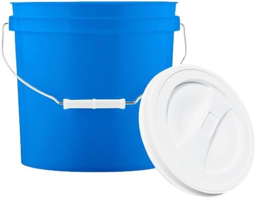 House Naturals 2 Gallon Blue Plastic Food Grade Pail Made in USA Bucket with White Screw On Lid (Pack of 3) BPA Free
