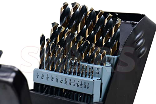 Shars 1/16-1/2 x 64ths 29 Pcs HSS 6542 Jobber Drill 29 Pcs Set 135° Point Angle 404-2940 New P