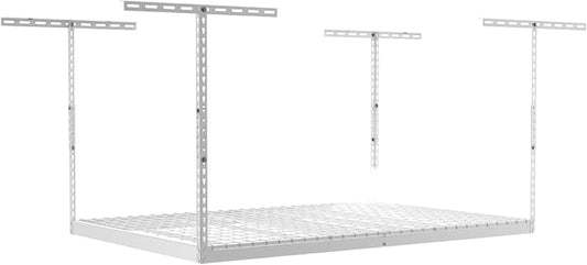 SafeRacks 4x6 Overhead Garage Storage Rack - Heavy Duty Steel Ceiling Mount Storage Shelves with 500 lb Capacity - Adjustable, Garage Overhead Storage, 12"-24" 2 Pack