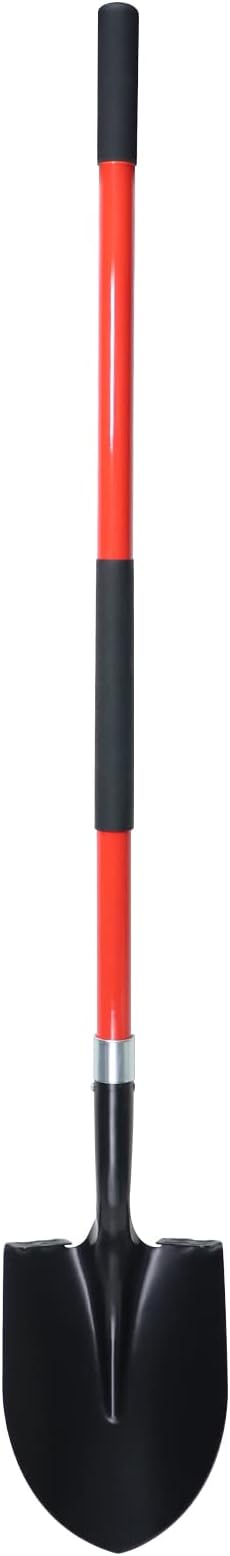 VNIMTI Heavy Duty Gardening Shovel, 56 Inch Round Blade with Fiberglass Handle (Red)