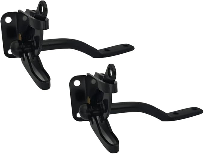 QCAA 304 Stainless Steel Self-Locking Gate Latch, 2-1/8", Black Coated, Made in Taiwan, 2 Pack