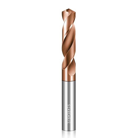 Solid Carbide 3/8" Drill Bits, Tungsten Carbide Drill Bit Set with TISIN Coated, Metal Drill Bit Set for Stainless Steel Hardened Steel Cast Iron Alloy Copper, 1 Pcs