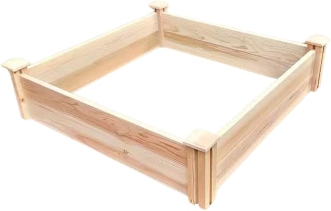 Cedar Raised Garden Bed, 4ft x4ft, 12-inch Height, Drainage, Heavy Duty, Wooden