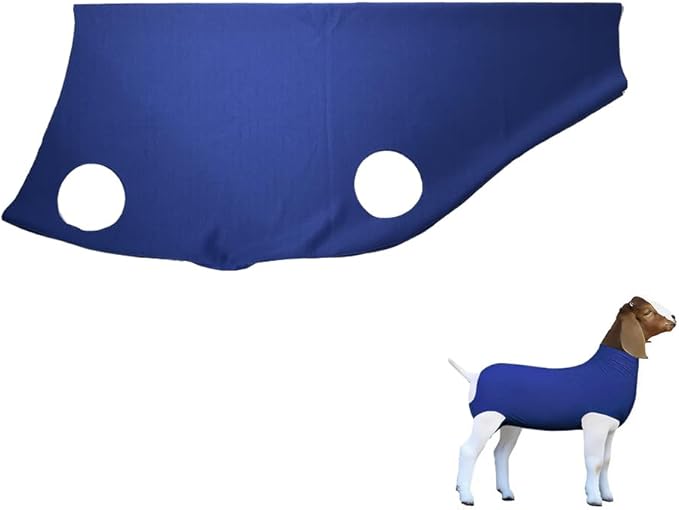 Spandex Goat Tube for Show Goats - Show Livestock Supplies: Goat Covers & Blankets Rich in Color (Medium, Large) (Blue, Large)