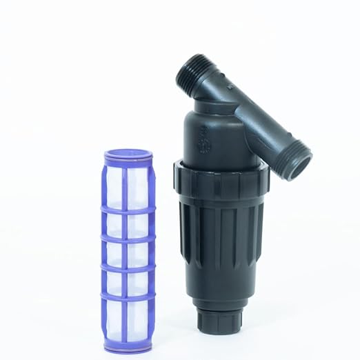 DIG P16-200 1" All-Purpose Heavy Duty Drip Irrigation Kit MPT Inline Y Filter with 200 Mesh Polyester Screen and Flush Cap for Residential, Commercial, and Agricultural Use