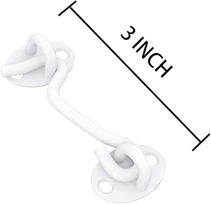 Privacy Hook and Eye Latch Easy Lock for Barn Door, Black (3 INCH-White-2PCS)