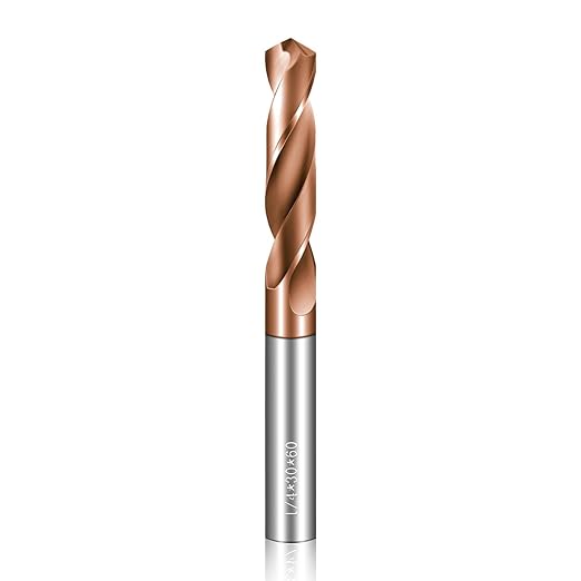 Solid Carbide 1/4" Drill Bits, Tungsten Carbide Drill Bit Set with TISIN Coated, Metal Drill Bit Set for Stainless Steel Hardened Steel Cast Iron Alloy Copper, 1 Pcs