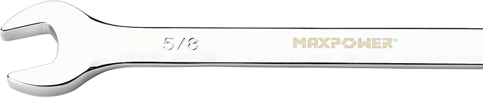 MAXPOWER 5/8 Inch Combination Wrench Set, Professional Open and Box End Spanners with Mirror Finish, Made with Forged and Heat-Treated Cr-V Steel, 12-Point Design