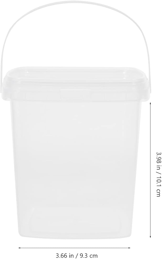 Baluue 6pcs Ice Cream Bucket Food Grade Reusable Food Grade Plastic Square Bucket with Lid Clear Storage Pail for Kitchen Storage Meal for Kitchen Household Container 1L