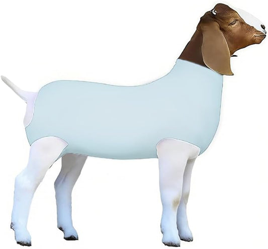 Spandex Goat Tube for Show Goats - Show Livestock Supplies: Goat Covers & Blankets Rich in Color (Medium, Large) (Light Grayish Blue, Medium)
