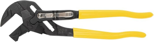 Klein Tools D53012 Plier Wrench, High Leverage Multi-Use Pump Plier with Adjustable and Reversible Double-Sided Jaw, Smooth and Knurled Teeth, 12-Inch