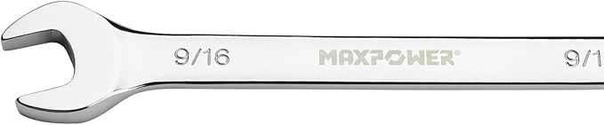 MAXPOWER 9/16 Inch Combination Wrench Set, Professional Open and Box End Spanners with Mirror Finish, Made with Forged and Heat-Treated Cr-V Steel, 12-Point Design
