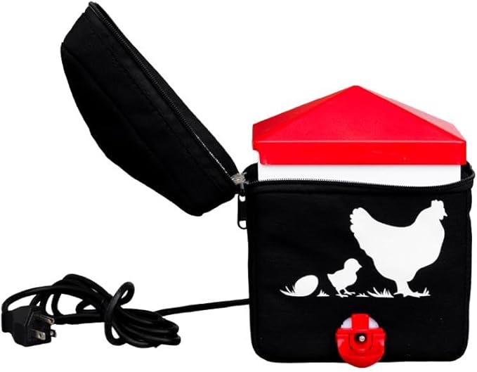 RentACoop Zero Chill Heated Drinker – 64 oz All-in-One Poultry Waterer with Heater & Insulated Cover, Cold-Weather Tested to -10°F, Cone Lid and Horizontal Nipple for Chickens & Small Flocks