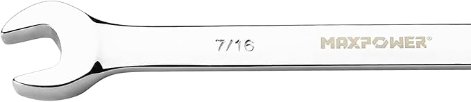 MAXPOWER 7/16 Inch Combination Wrench Set, Professional Open and Box End Spanners with Mirror Finish, Made with Forged and Heat-Treated Cr-V Steel, 12-Point Design