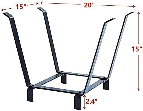 GREEN PARTY Firewood Rack 20 Inch Indoor/Outdoor Firewood Holder, Log Rack Wood Holder for Fireplace, Kindling Wood Storage and Stove Accessories(Black)