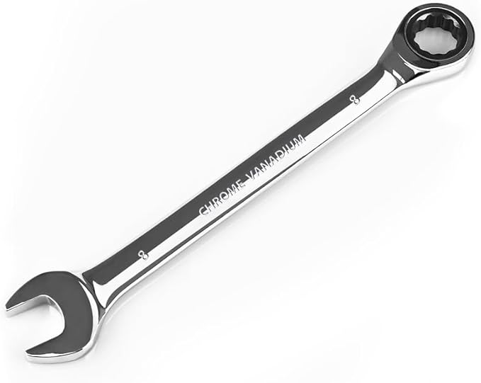 Egofine 8mm Ratcheting Combination Wrench Metric, Industrial Grade Gear Spanner with 12-Point Design, 72-Tooth Ratchet, Chrome Vanadium Steel