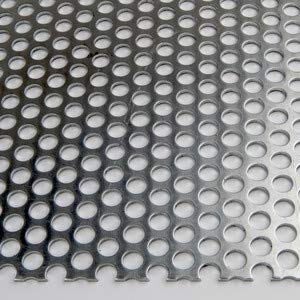 3003 Aluminum Perforated Sheet, Unpolished (Mill) Finish, H14 Temper, Staggered Round 0.25" Holes, 0.063" Thickness, 14 Gauge, 24" Width, 48" Length, 0.375" Stagger, 40% Open Area, OnlineMetals
