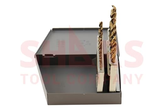 Shars 1/16-3/8" by 64ths 21 Pcs M35 Cobalt Heavy Duty Black & Gold Finish Jobber Drill Set 135° Point Angle 404-2204 New P
