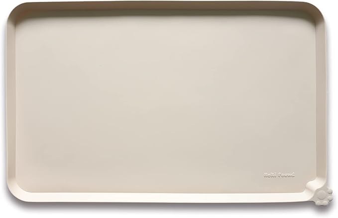 Hoki Found Large Silicone Pet Feeding Tray - Waterproof Dog Pet Cat Feeding Mat - Non Slip Pet Dog Cat Food Bowl Mats Placemat -Pet Water Mats for Carpet -Papayawhip