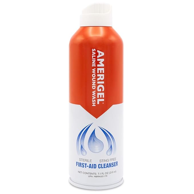 AMERIGEL - Saline Wound Wash - First Aid Cleansing Solution - Advanced Skin and Wound Care - 7.1 Oz.