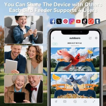 Dual-Lens Bird Feeder with Camera & Bird Bath Combo, Watch Birds Eat & Bathe with WiFi 2K HD Video, Auto Record, AI Recognition, APP Alerts, Solar Powered, for Backyard Garden Porch Fence Decor