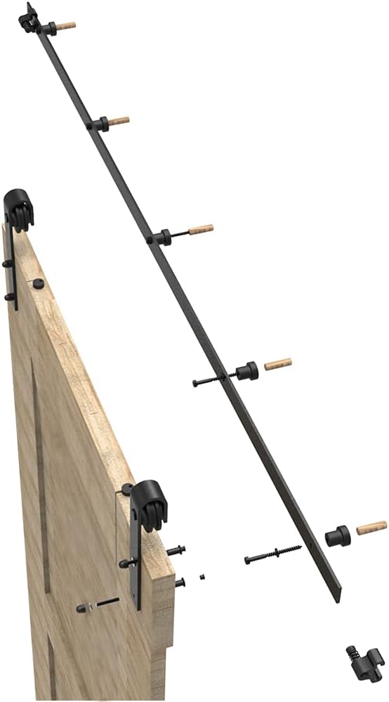 CCJH 13FT Single Sliding Barn Door Hardware Kit Black Basic Roller Carbon Steel Hanger Flat Track System for Closet Kitchen 1 Door 78 inch Wide