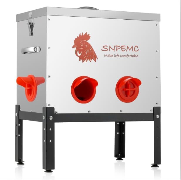 Automatic Chicken Feeder - 40lb 6 Ports Large Capacity Metal Chicken Feeder with Locking Lid and Legs, No Waste Poultry Feeder for Chickens, Ducks, Geese, Turkeys, Quails