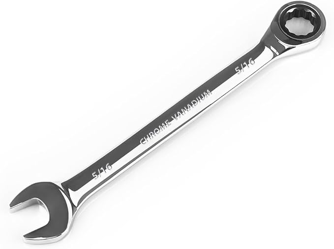 Egofine 5/16 inch Ratcheting Combination Wrench SAE, Industrial Grade Gear Spanner with 12-Point Design, 72-Tooth Ratchet, Chrome Vanadium Steel