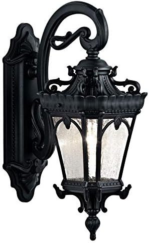Kichler Tournai 18" 1 Light Outdoor Wall Light with Clear Seeded Glass in Textured Black