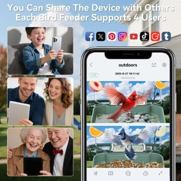 Dual-Lens Bird Feeder with Camera & Bird Bath Combo, Watch Birds Eat & Bathe with WiFi 2K HD Video, Auto Record, AI Recognition, APP Alerts, Solar Powered, for Backyard Garden Porch Fence Decor