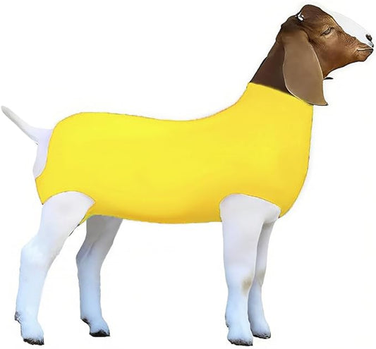 Spandex Goat Tube for Show Goats - Show Livestock Supplies: Goat Covers & Blankets Rich in Color (Medium, Large) (Yellow, Medium)