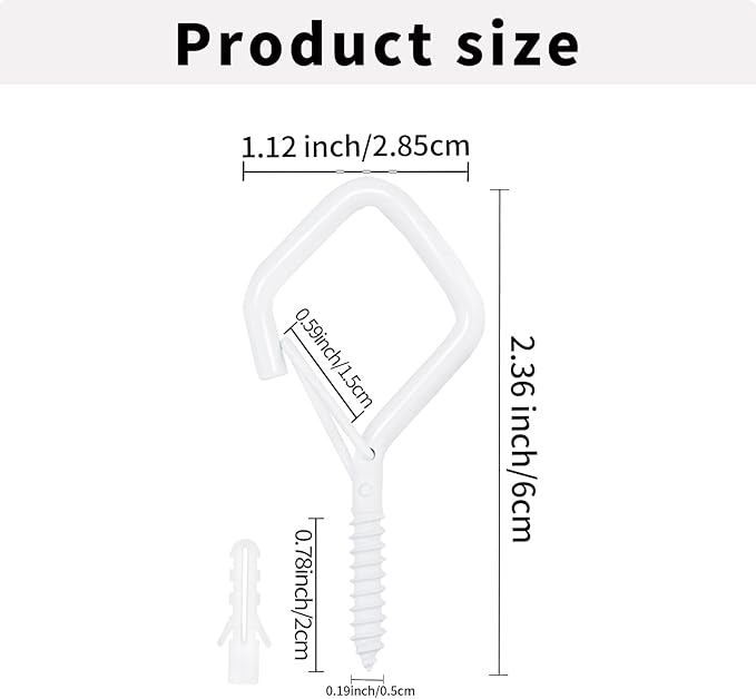 20PCS Eye Screw Hooks for Hanging Heavy Duty with Safety Buckle.Metal Ceiling Hooks for Hanging Plants,Cup,Wind Chime,Bird Feeders,String Lights at Indoor&Outdoor,2.36 Inch（No Drill Bit