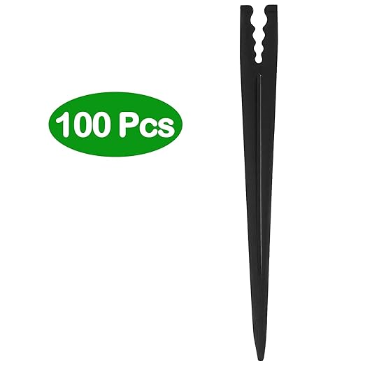 100 Pieces Drip Irrigation Support Stakes for 1/4 Inch Drip Tubing, 1/4" Tubing Hold Stakes Tool for Irrigation System Hose & Emitter Support for Vegetable Flower Beds Lawn Supplies