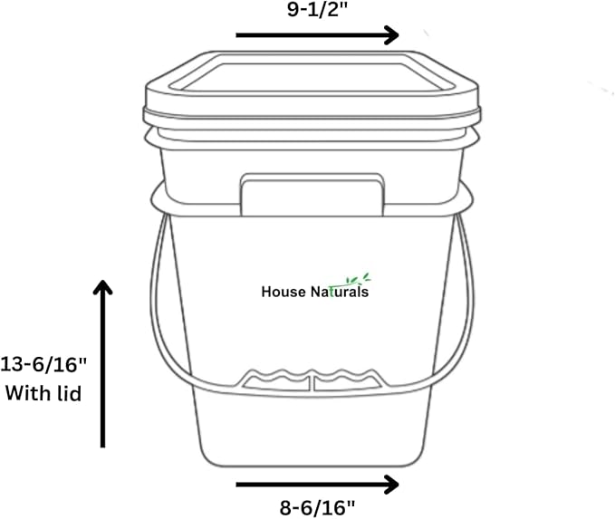 House Naturals 4 Gallon Square Food Grade Plastic Bucket with Lid, Made in USA (Pack of 2) BPA Free (Yellow/Purple)