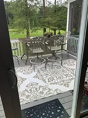 Mad Mats Traditional Outdoor Rug, Reversible Plastic Mat (4' x 6', New Wrought Iron - Cool Silver)