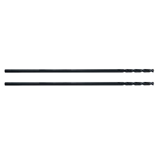 MAXTOOL 3/32"x12" 2pcs Identical Aircraft Extension Drills HSS M2 Extra Long Deep Twist Drill Bits Straight Shank Fully Ground Black; ACF02B12R06P2