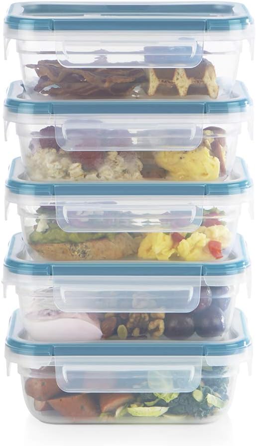 Snapware Total Solutions (3 Cup) Plastic Food Storage Containers Set, Airtight & Leakproof Locking BPA-Free Lids Tupperware, Freezer Dishwasher Microwave Safe (Pack of 10)