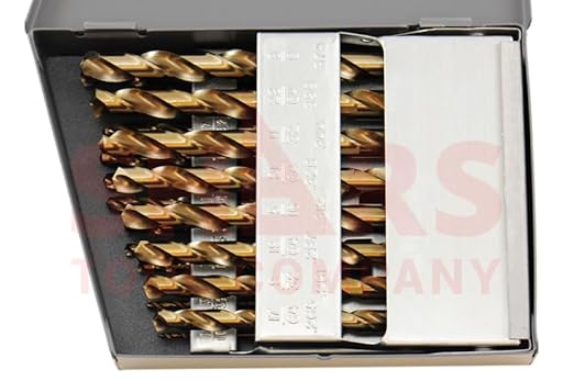 Shars 1/16-3/8" by 64ths 21 Pcs M35 Cobalt Heavy Duty Black & Gold Finish Jobber Drill Set 135° Point Angle 404-2204 New P