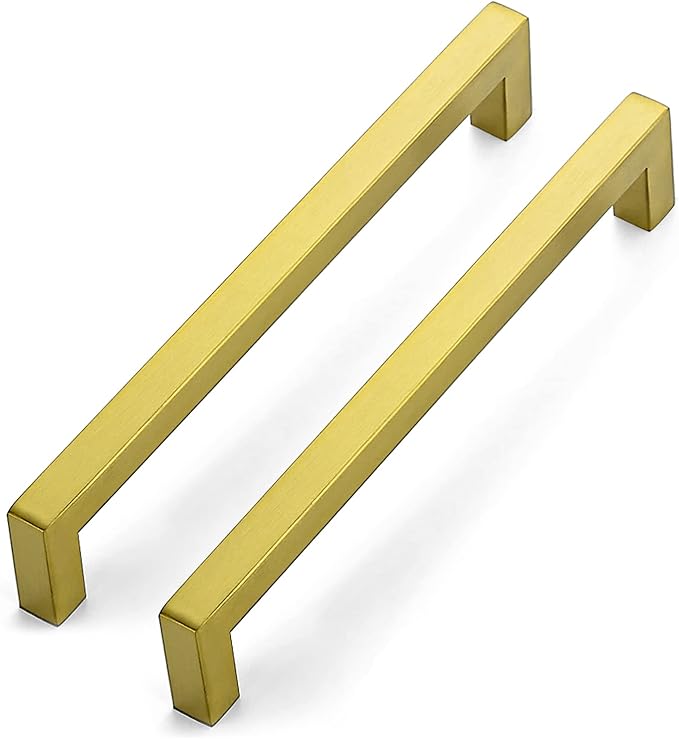 Ravinte 15 Pack 7-1/2 Inch Kitchen Square Cabinet Handles Brushed Brass Pulls Kitchen Cabinet Hardware Handles for Cupboard Drawer Pulls