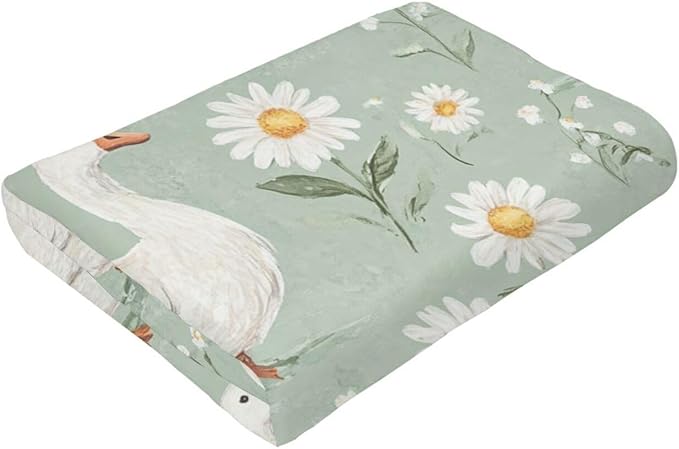 Cute Goose Throw Blanket White Duck Flannel Blankets Fuzzy Plush Super Soft Cozy Warm Decor Gifts for Boys Girls Kids Adults Men Women 60" x 80"