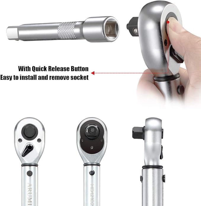 1/2-Inch Drive Click Torque Wrench (10-150 ft.-lb./13.6-203.3 Nm) Dual-Direction Adjustable Torque Wrench Set