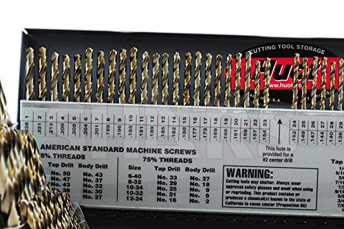 Shars 1/16-1/2", A-Z, #1-#60 115 pcs Cobalt Jobber Drill Set with Huot Index Box 135° Point Angle 404-2203C L
