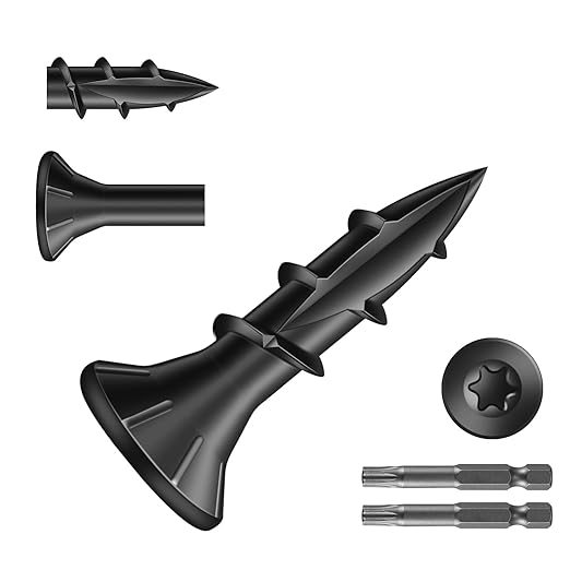 #8 x 5/8" Deck Screws (3235Pcs) 10lb. Carbon Steel, Black, Flat Head, Rust Resistant epoxy Coated, with T25 Star Bit