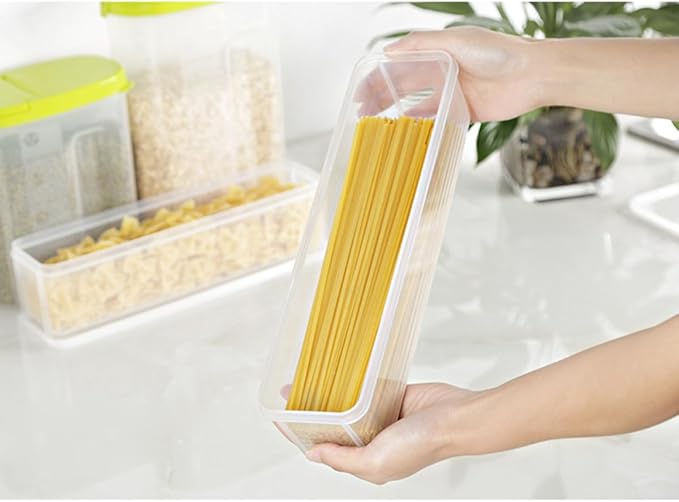 2pcs Noodles Box Storage Container with Lid Food Storage Bin for Refrigerator and Kitchen Airtight Plastic Organizer for Dry Goods and Tableware Preservation