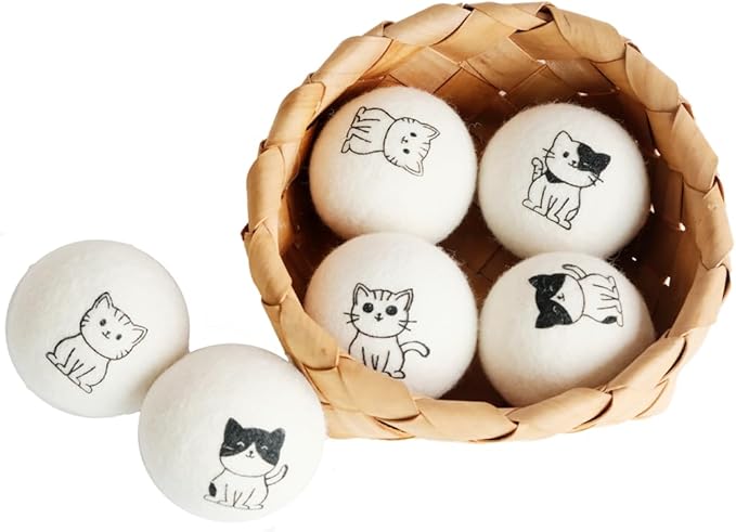 Pack of 12 Cute Cat Wool Dryer Balls Christmas Gifts for Women