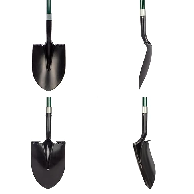 VNIMTI Heavy Duty Gardening Shovel, 56 Inch Round Blade with Fiberglass Handle (Green)