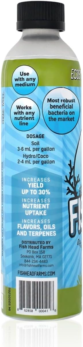 Fish Head Farms Organic Soil Conditioner for Yield and Flavor Enhancement. Improves Fertilizer Efficiency. Useful in Both Garden Soil and Hydroponics Applications. 250 mililiters